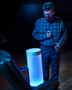 actor speaking to a robotic therapist