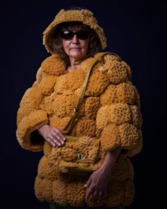woman in sponge coat